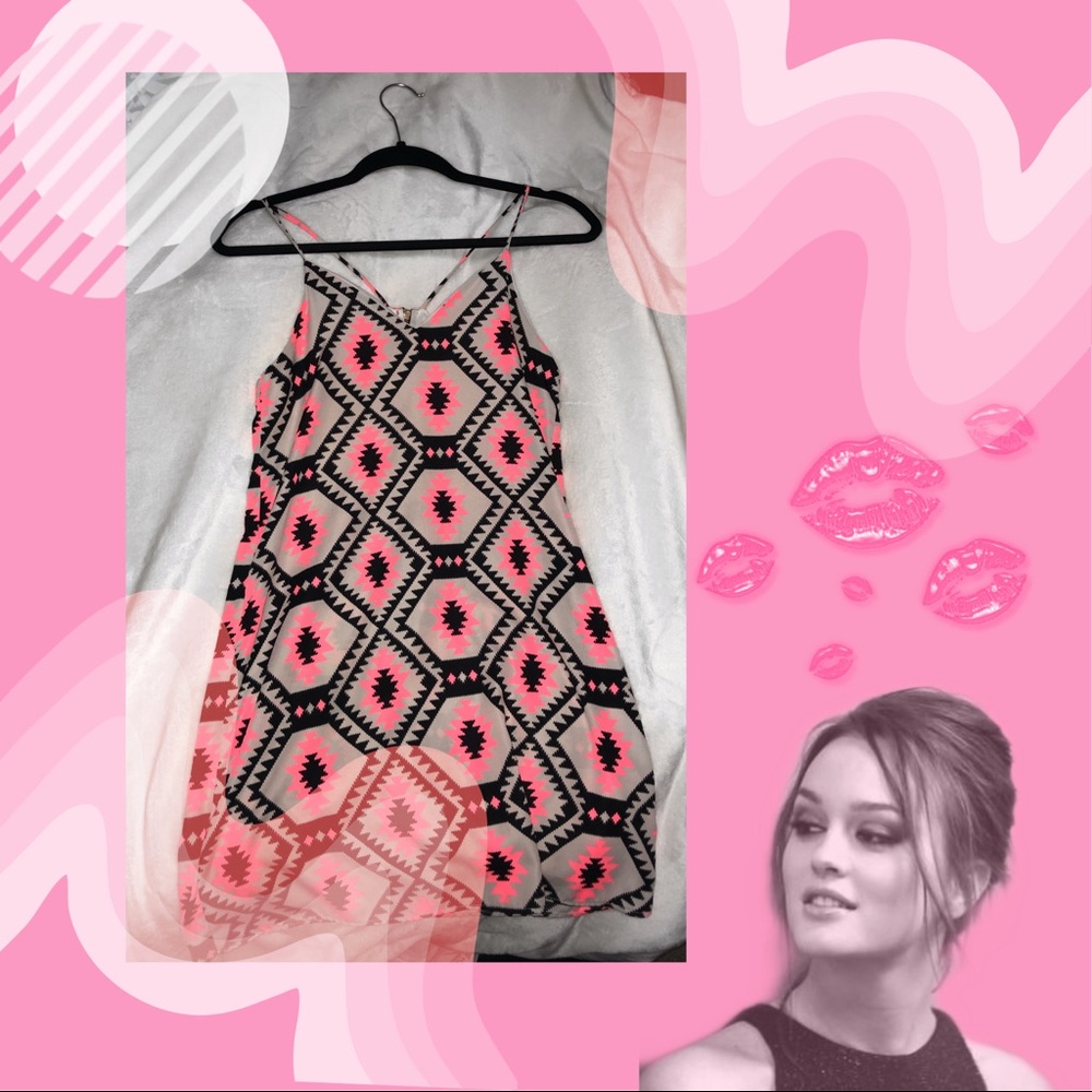Patterned Racerback Tan Dress